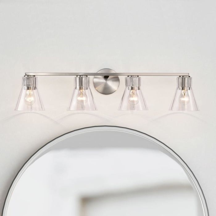 Vanity Nuvo 60-8334 Gianna - 4 Light Vanity - Brushed Nickel Finish - Clear Glass Nuvo