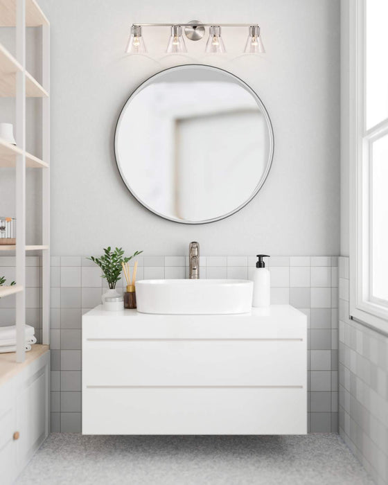 Vanity Nuvo 60-8334 Gianna - 4 Light Vanity - Brushed Nickel Finish - Clear Glass Nuvo
