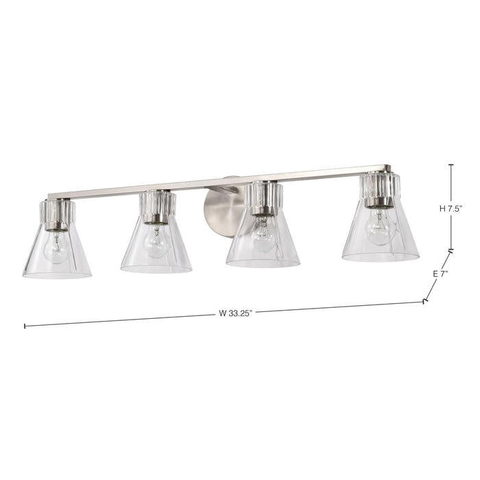 Vanity Nuvo 60-8334 Gianna - 4 Light Vanity - Brushed Nickel Finish - Clear Glass Nuvo