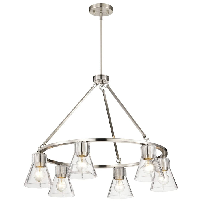 Chandelier Nuvo 60-8335 Gianna - 6 Light Chandelier - Brushed Nickel Finish - Clear Glass Nuvo