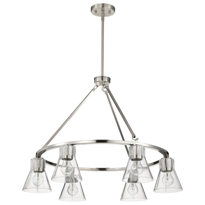Chandelier Nuvo 60-8335 Gianna - 6 Light Chandelier - Brushed Nickel Finish - Clear Glass Nuvo