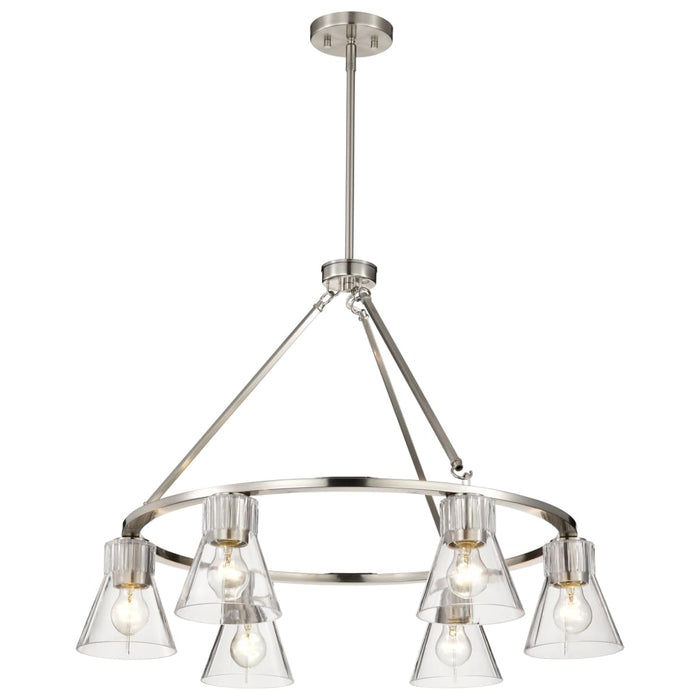 Chandelier Nuvo 60-8335 Gianna - 6 Light Chandelier - Brushed Nickel Finish - Clear Glass Nuvo