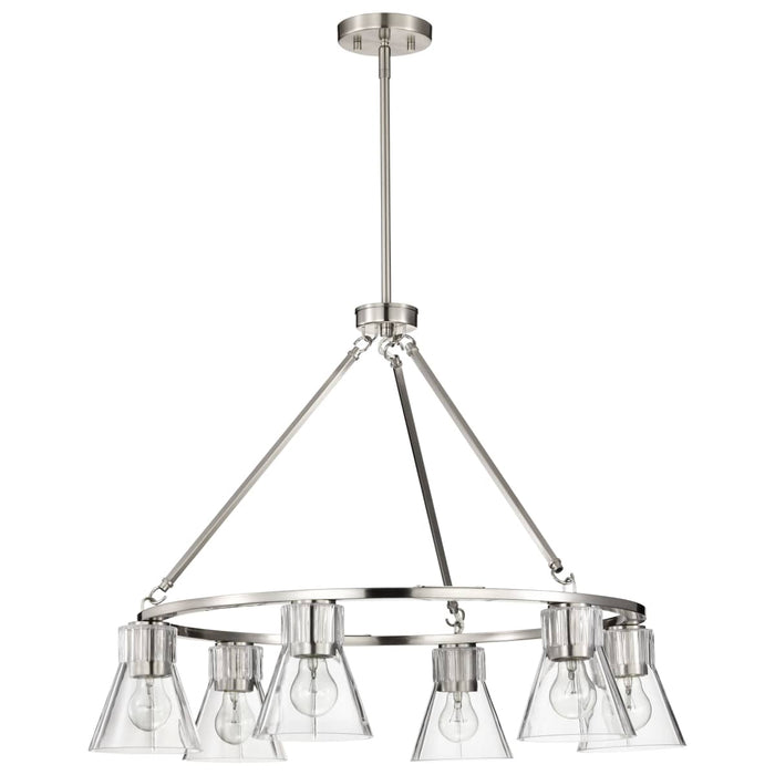 Chandelier Nuvo 60-8335 Gianna - 6 Light Chandelier - Brushed Nickel Finish - Clear Glass Nuvo