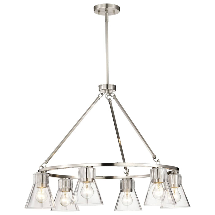 Chandelier Nuvo 60-8335 Gianna - 6 Light Chandelier - Brushed Nickel Finish - Clear Glass Nuvo