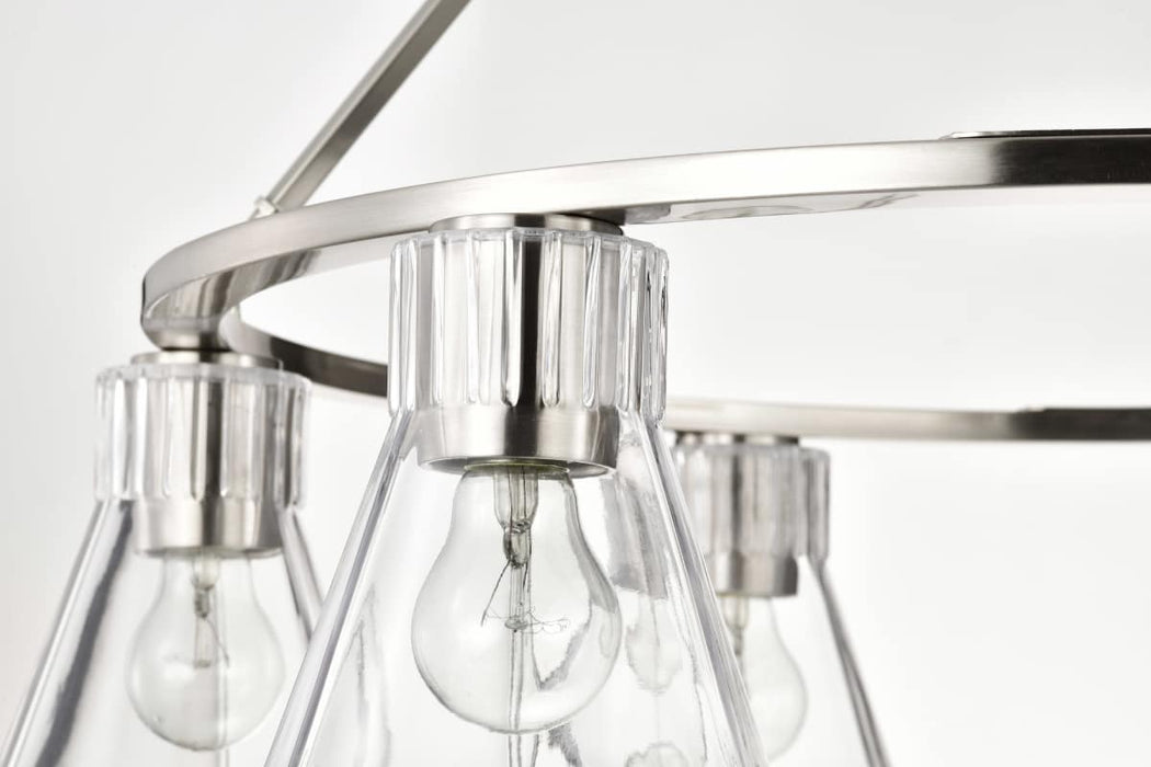 Chandelier Nuvo 60-8335 Gianna - 6 Light Chandelier - Brushed Nickel Finish - Clear Glass Nuvo