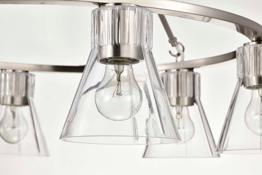 Chandelier Nuvo 60-8335 Gianna - 6 Light Chandelier - Brushed Nickel Finish - Clear Glass Nuvo