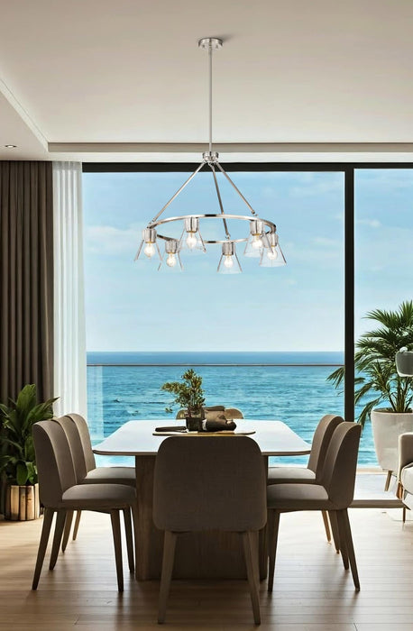 Chandelier Nuvo 60-8335 Gianna - 6 Light Chandelier - Brushed Nickel Finish - Clear Glass Nuvo