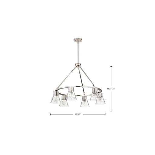 Chandelier Nuvo 60-8335 Gianna - 6 Light Chandelier - Brushed Nickel Finish - Clear Glass Nuvo