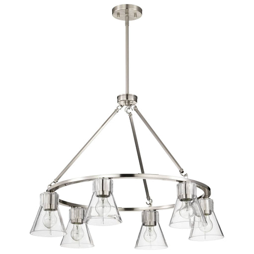 Chandelier Nuvo 60-8335 Gianna - 6 Light Chandelier - Brushed Nickel Finish - Clear Glass Nuvo