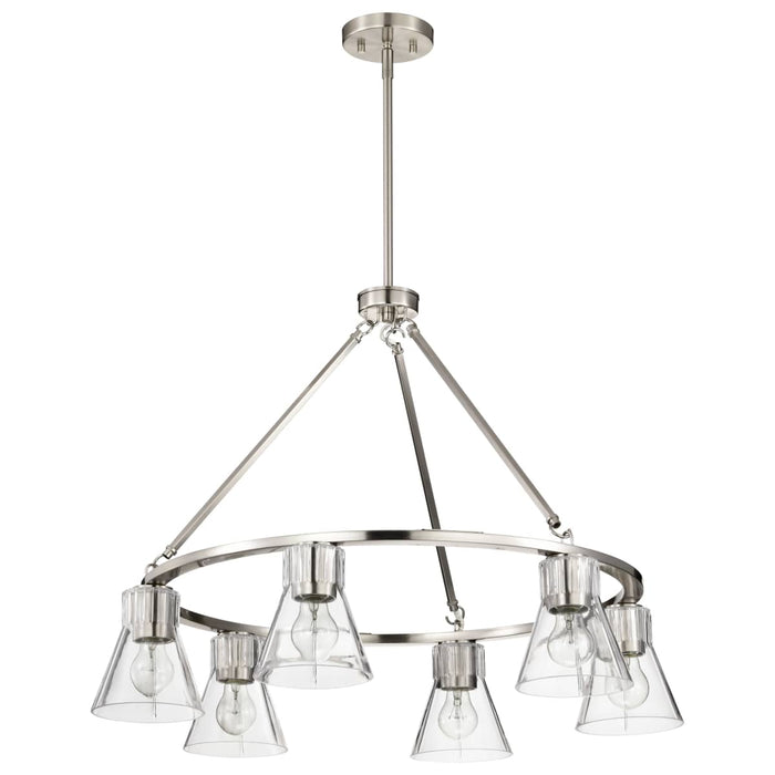 Chandelier Nuvo 60-8335 Gianna - 6 Light Chandelier - Brushed Nickel Finish - Clear Glass Nuvo