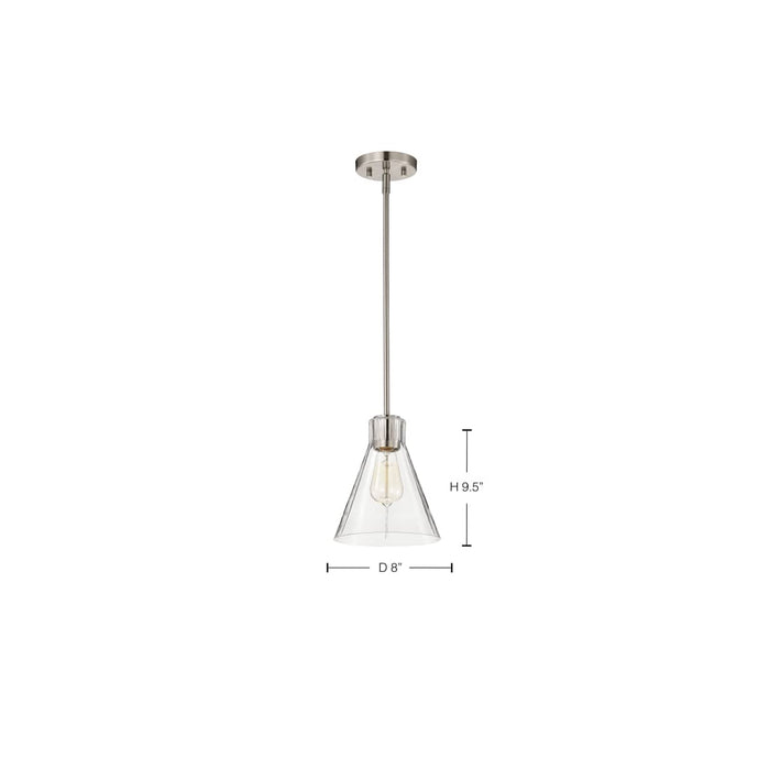 Mini Pendant Nuvo 60-8337 Gianna - Mini Pendant - Brushed Nickel Finish - Clear Glass Nuvo