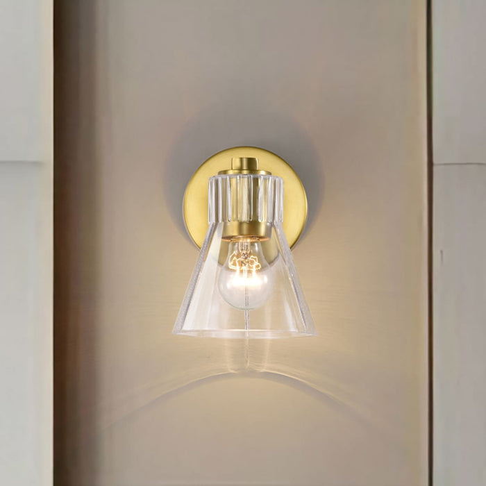 Vanity Nuvo 60-8341 Gianna - 1 Light Vanity - Vintage Brass Finish - Clear Glass Nuvo