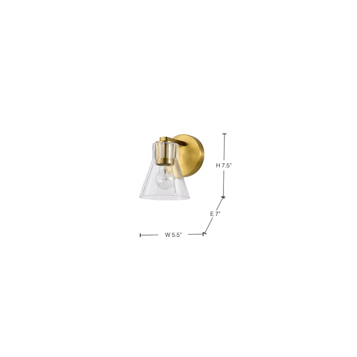 Vanity Nuvo 60-8341 Gianna - 1 Light Vanity - Vintage Brass Finish - Clear Glass Nuvo