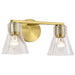 Vanity Nuvo 60-8342 Gianna - 2 Light Vanity - Vintage Brass Finish - Clear Glass Nuvo