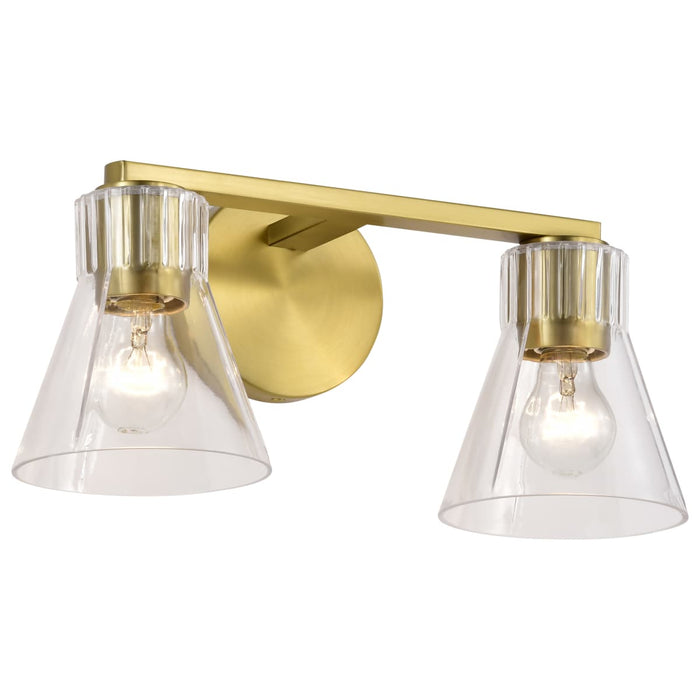 Vanity Nuvo 60-8342 Gianna - 2 Light Vanity - Vintage Brass Finish - Clear Glass Nuvo