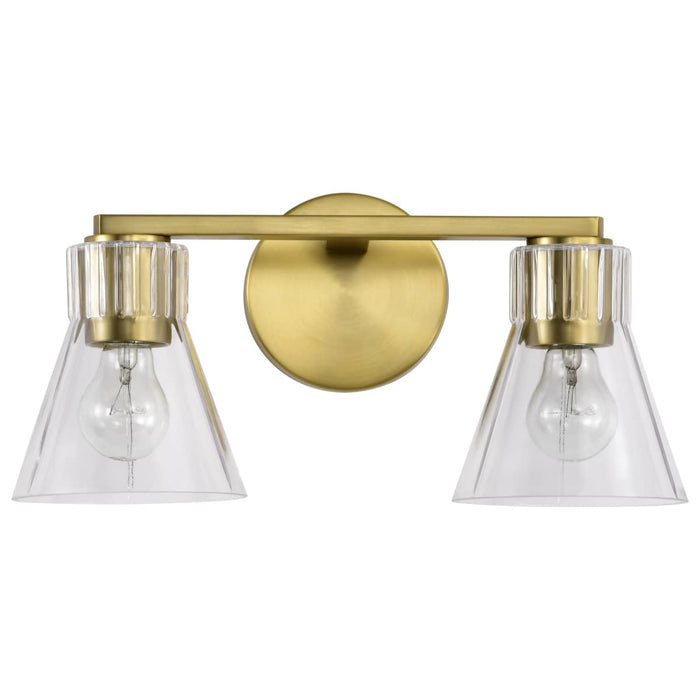 Vanity Nuvo 60-8342 Gianna - 2 Light Vanity - Vintage Brass Finish - Clear Glass Nuvo