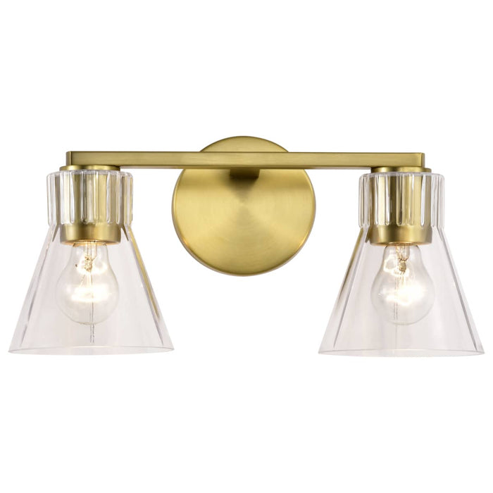 Vanity Nuvo 60-8342 Gianna - 2 Light Vanity - Vintage Brass Finish - Clear Glass Nuvo