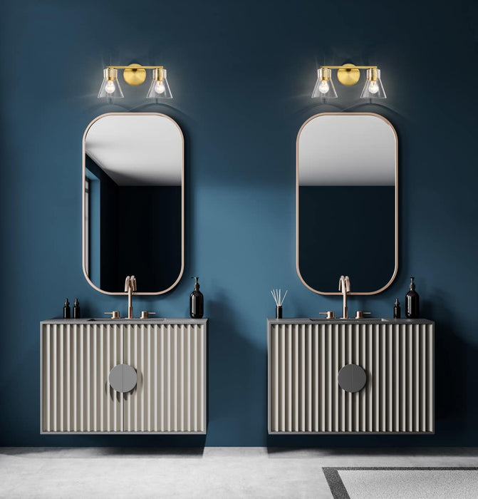 Vanity Nuvo 60-8342 Gianna - 2 Light Vanity - Vintage Brass Finish - Clear Glass Nuvo