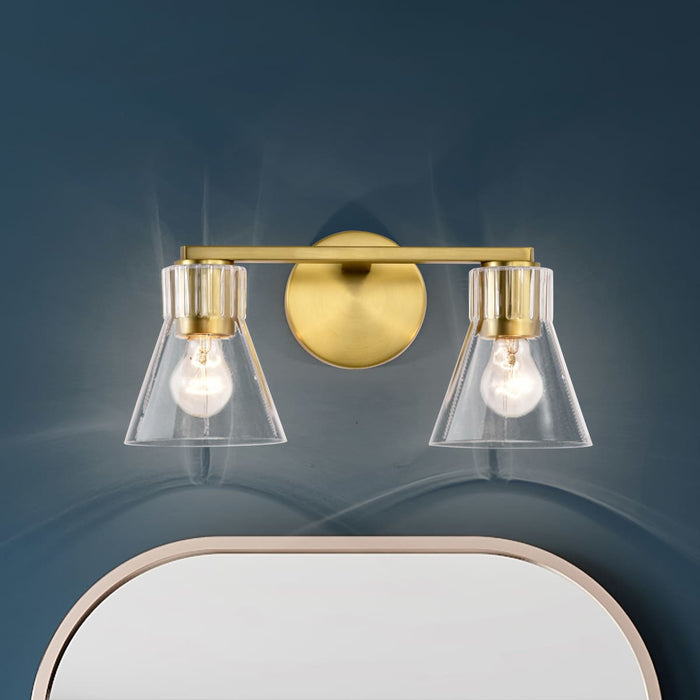 Vanity Nuvo 60-8342 Gianna - 2 Light Vanity - Vintage Brass Finish - Clear Glass Nuvo