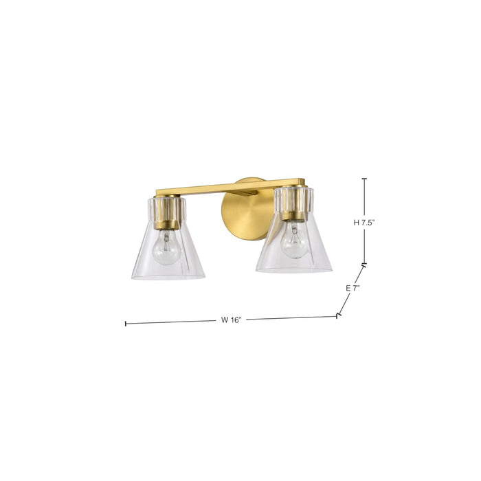 Vanity Nuvo 60-8342 Gianna - 2 Light Vanity - Vintage Brass Finish - Clear Glass Nuvo