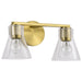 Vanity Nuvo 60-8342 Gianna - 2 Light Vanity - Vintage Brass Finish - Clear Glass Nuvo