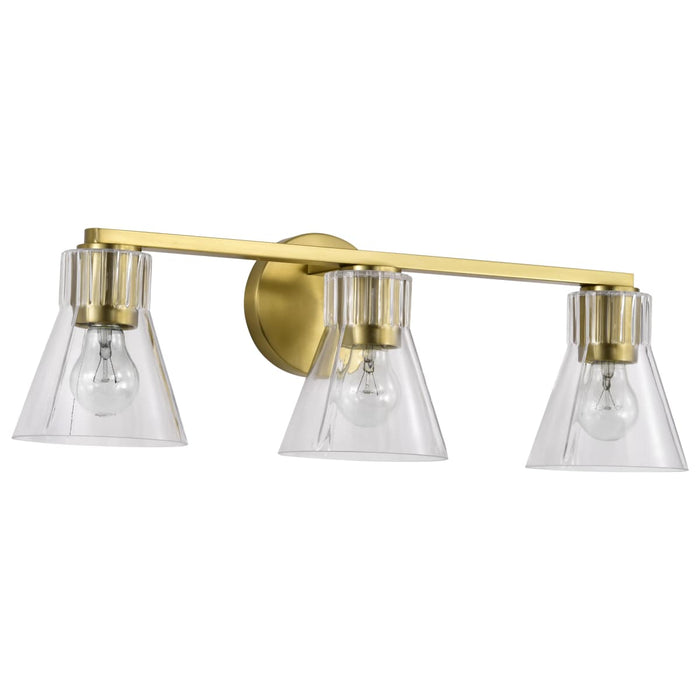 Vanity Nuvo 60-8343 Gianna - 3 Light Vanity - Vintage Brass Finish - Clear Glass Nuvo