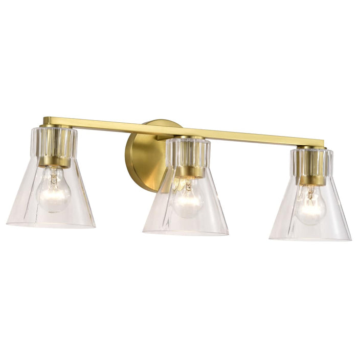 Vanity Nuvo 60-8343 Gianna - 3 Light Vanity - Vintage Brass Finish - Clear Glass Nuvo