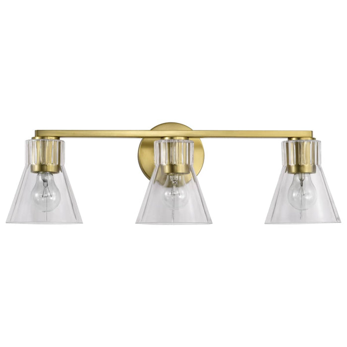 Vanity Nuvo 60-8343 Gianna - 3 Light Vanity - Vintage Brass Finish - Clear Glass Nuvo