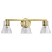 Vanity Nuvo 60-8343 Gianna - 3 Light Vanity - Vintage Brass Finish - Clear Glass Nuvo