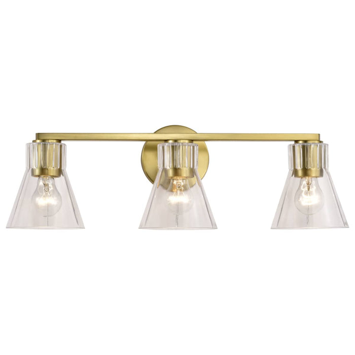 Vanity Nuvo 60-8343 Gianna - 3 Light Vanity - Vintage Brass Finish - Clear Glass Nuvo
