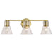 Vanity Nuvo 60-8343 Gianna - 3 Light Vanity - Vintage Brass Finish - Clear Glass Nuvo
