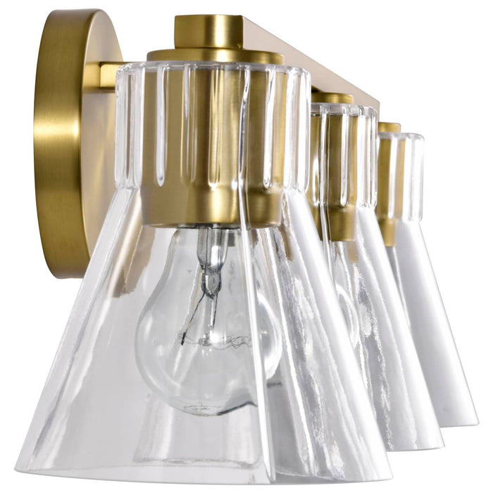 Vanity Nuvo 60-8343 Gianna - 3 Light Vanity - Vintage Brass Finish - Clear Glass Nuvo
