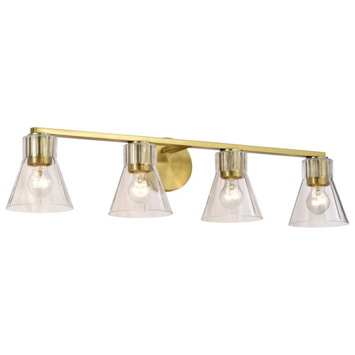 Vanity Nuvo 60-8344 Gianna - 4 Light Vanity - Vintage Brass Finish - Clear Glass Nuvo