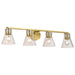 Vanity Nuvo 60-8344 Gianna - 4 Light Vanity - Vintage Brass Finish - Clear Glass Nuvo