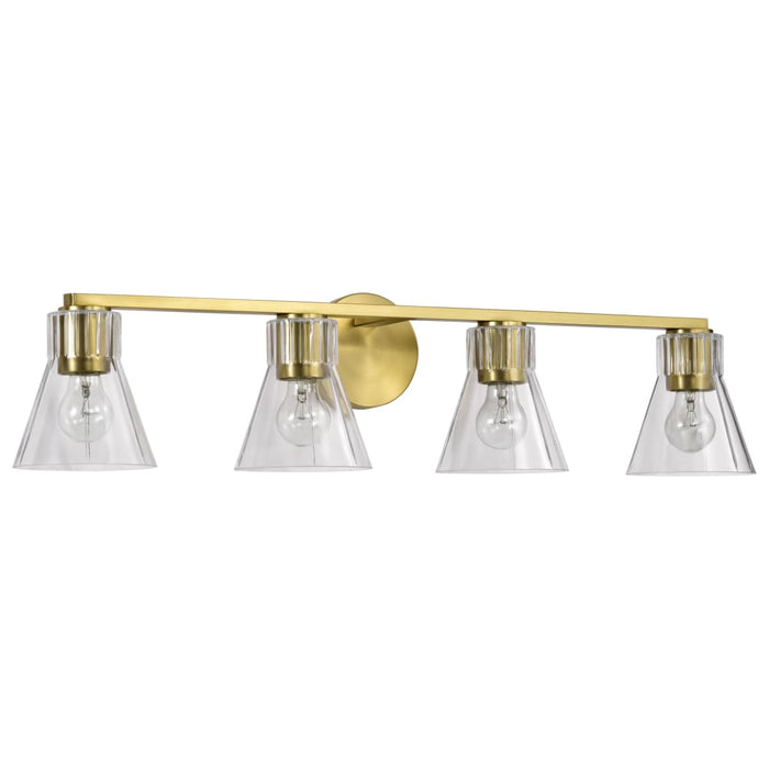 Vanity Nuvo 60-8344 Gianna - 4 Light Vanity - Vintage Brass Finish - Clear Glass Nuvo