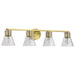Vanity Nuvo 60-8344 Gianna - 4 Light Vanity - Vintage Brass Finish - Clear Glass Nuvo