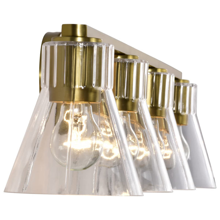 Vanity Nuvo 60-8344 Gianna - 4 Light Vanity - Vintage Brass Finish - Clear Glass Nuvo