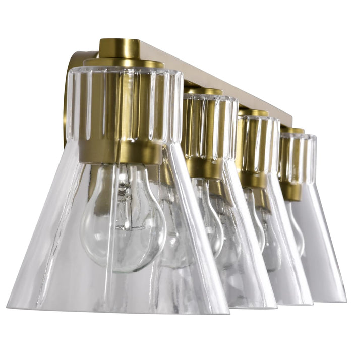 Vanity Nuvo 60-8344 Gianna - 4 Light Vanity - Vintage Brass Finish - Clear Glass Nuvo