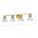 Vanity Nuvo 60-8344 Gianna - 4 Light Vanity - Vintage Brass Finish - Clear Glass Nuvo