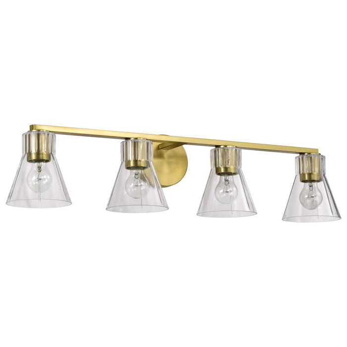 Vanity Nuvo 60-8344 Gianna - 4 Light Vanity - Vintage Brass Finish - Clear Glass Nuvo