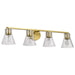 Vanity Nuvo 60-8344 Gianna - 4 Light Vanity - Vintage Brass Finish - Clear Glass Nuvo