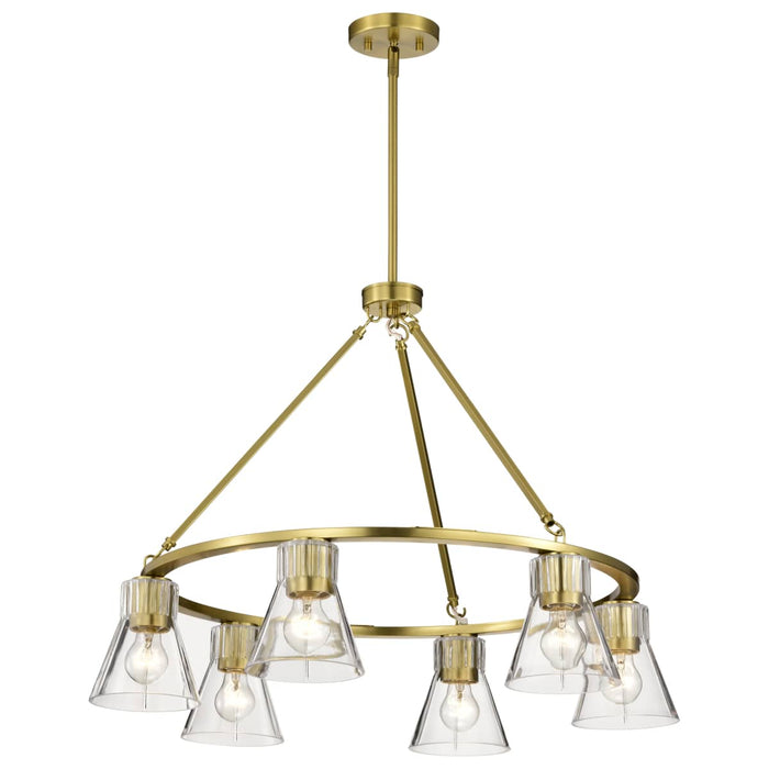 Chandelier Nuvo 60-8345 Gianna - 6 Light Chandelier - Vintage Brass Finish - Clear Glass Nuvo