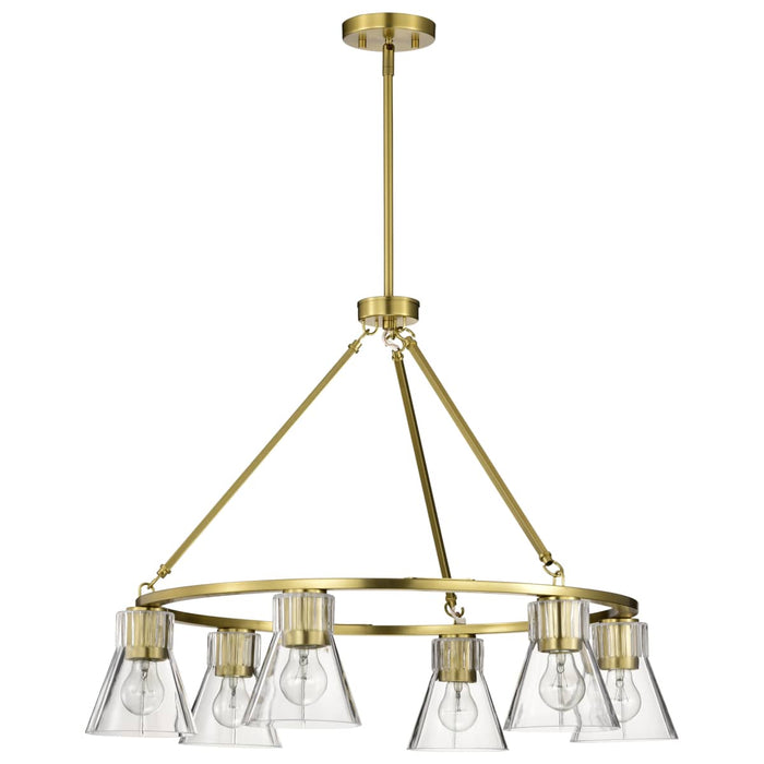 Chandelier Nuvo 60-8345 Gianna - 6 Light Chandelier - Vintage Brass Finish - Clear Glass Nuvo