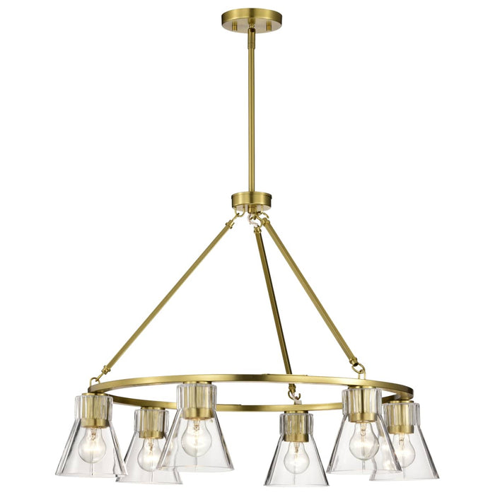 Chandelier Nuvo 60-8345 Gianna - 6 Light Chandelier - Vintage Brass Finish - Clear Glass Nuvo
