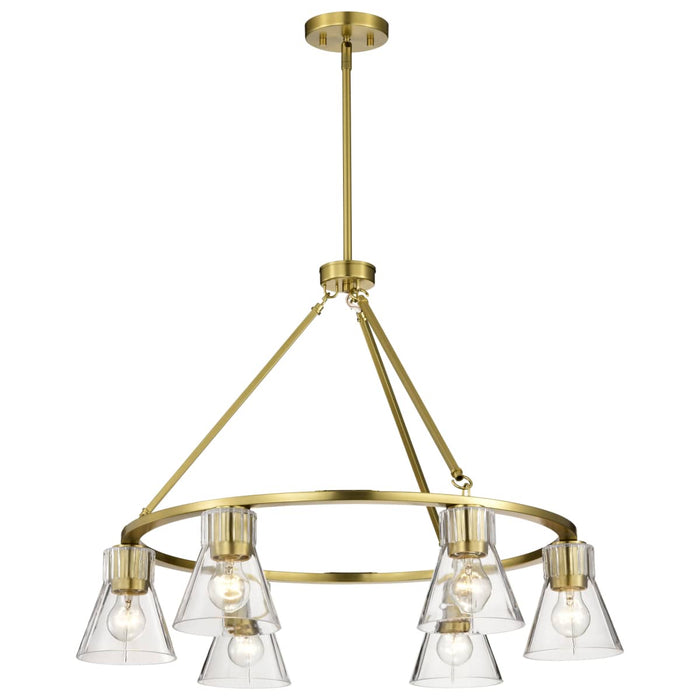 Chandelier Nuvo 60-8345 Gianna - 6 Light Chandelier - Vintage Brass Finish - Clear Glass Nuvo