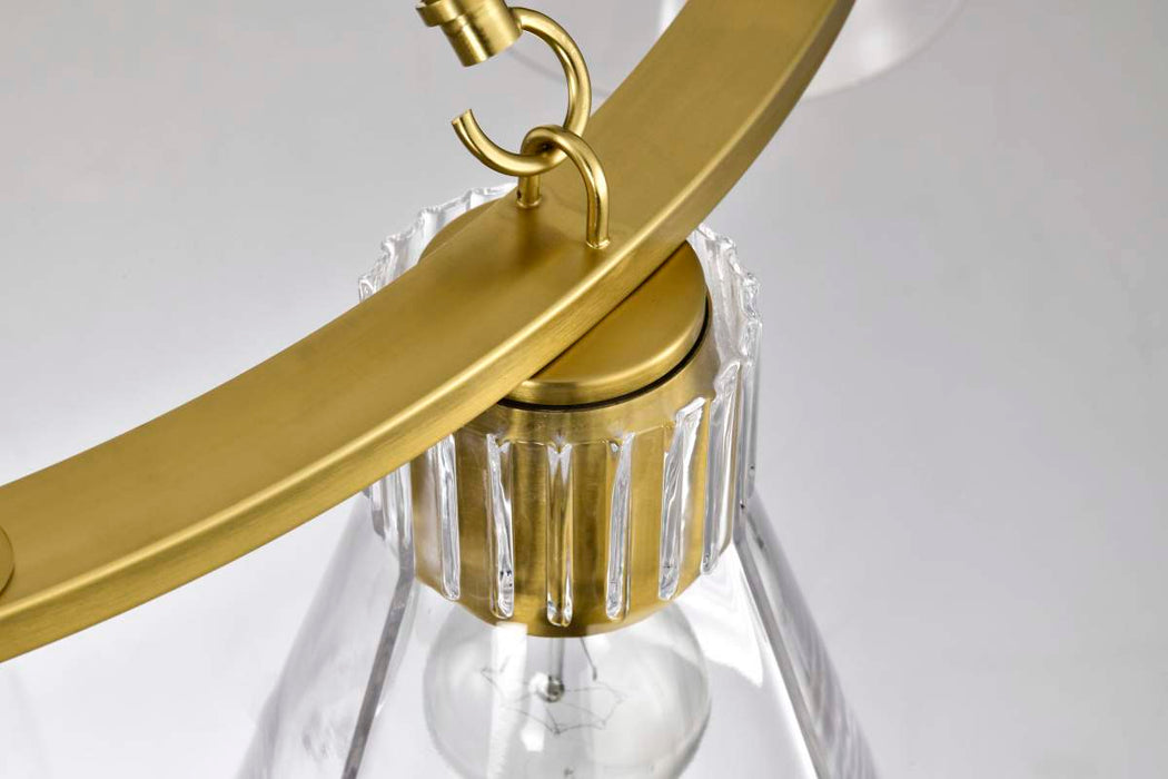 Chandelier Nuvo 60-8345 Gianna - 6 Light Chandelier - Vintage Brass Finish - Clear Glass Nuvo