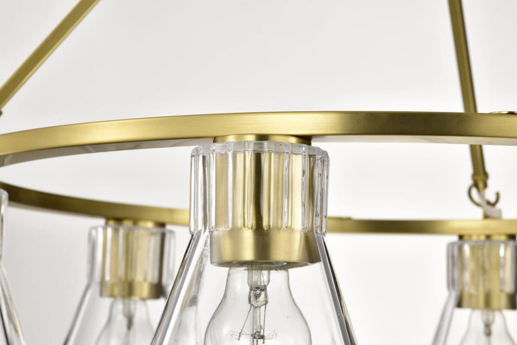 Chandelier Nuvo 60-8345 Gianna - 6 Light Chandelier - Vintage Brass Finish - Clear Glass Nuvo