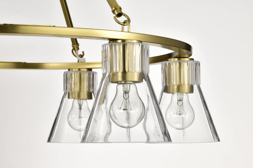 Chandelier Nuvo 60-8345 Gianna - 6 Light Chandelier - Vintage Brass Finish - Clear Glass Nuvo