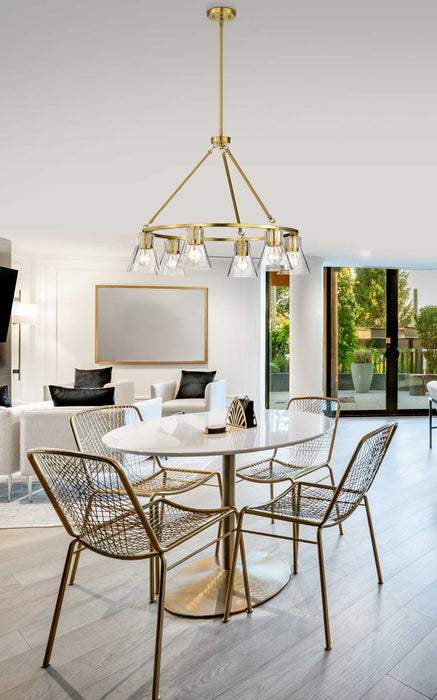 Chandelier Nuvo 60-8345 Gianna - 6 Light Chandelier - Vintage Brass Finish - Clear Glass Nuvo