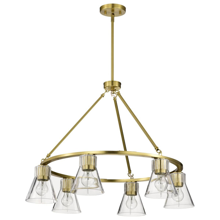 Chandelier Nuvo 60-8345 Gianna - 6 Light Chandelier - Vintage Brass Finish - Clear Glass Nuvo